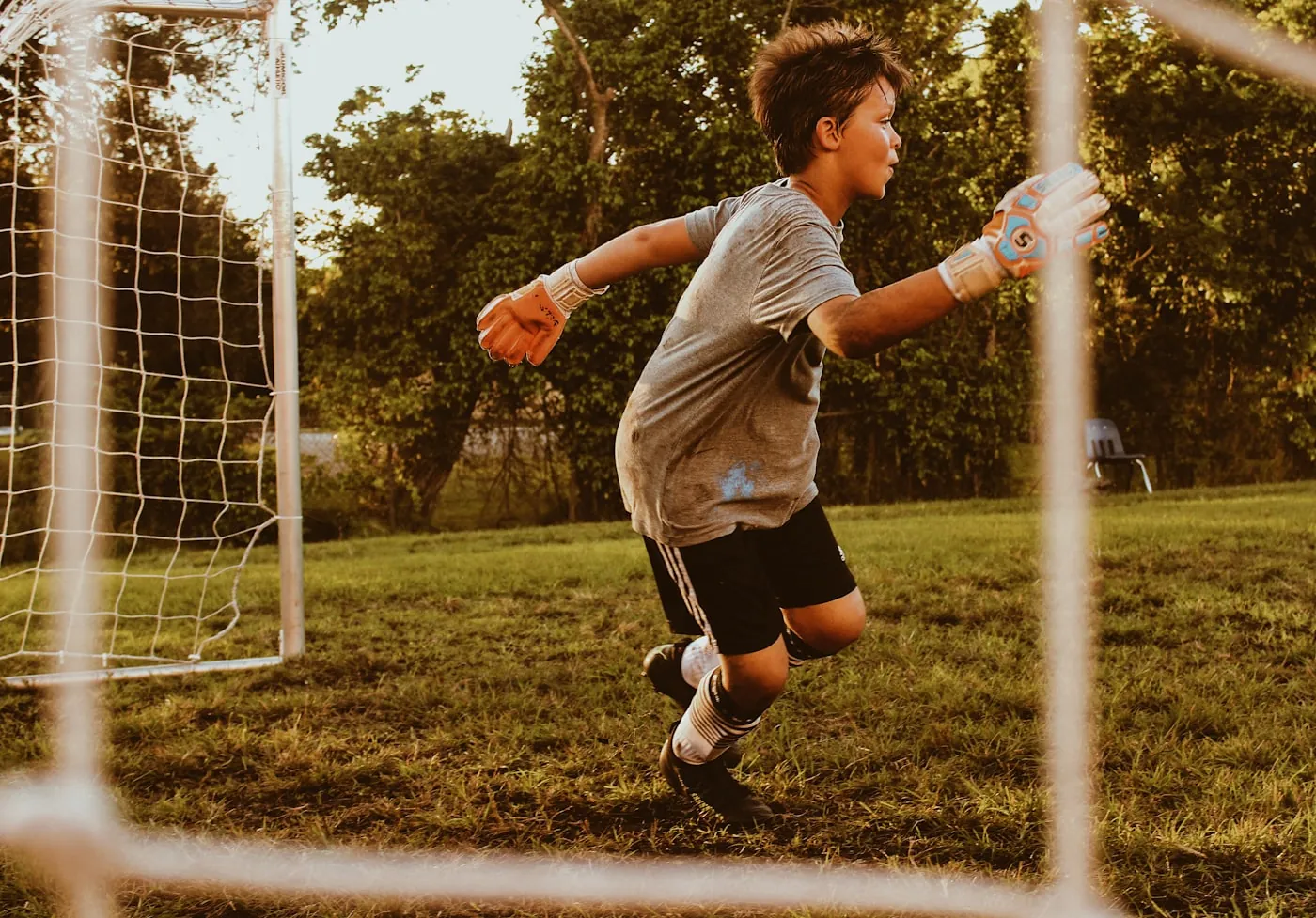 Young athlete moving on the field